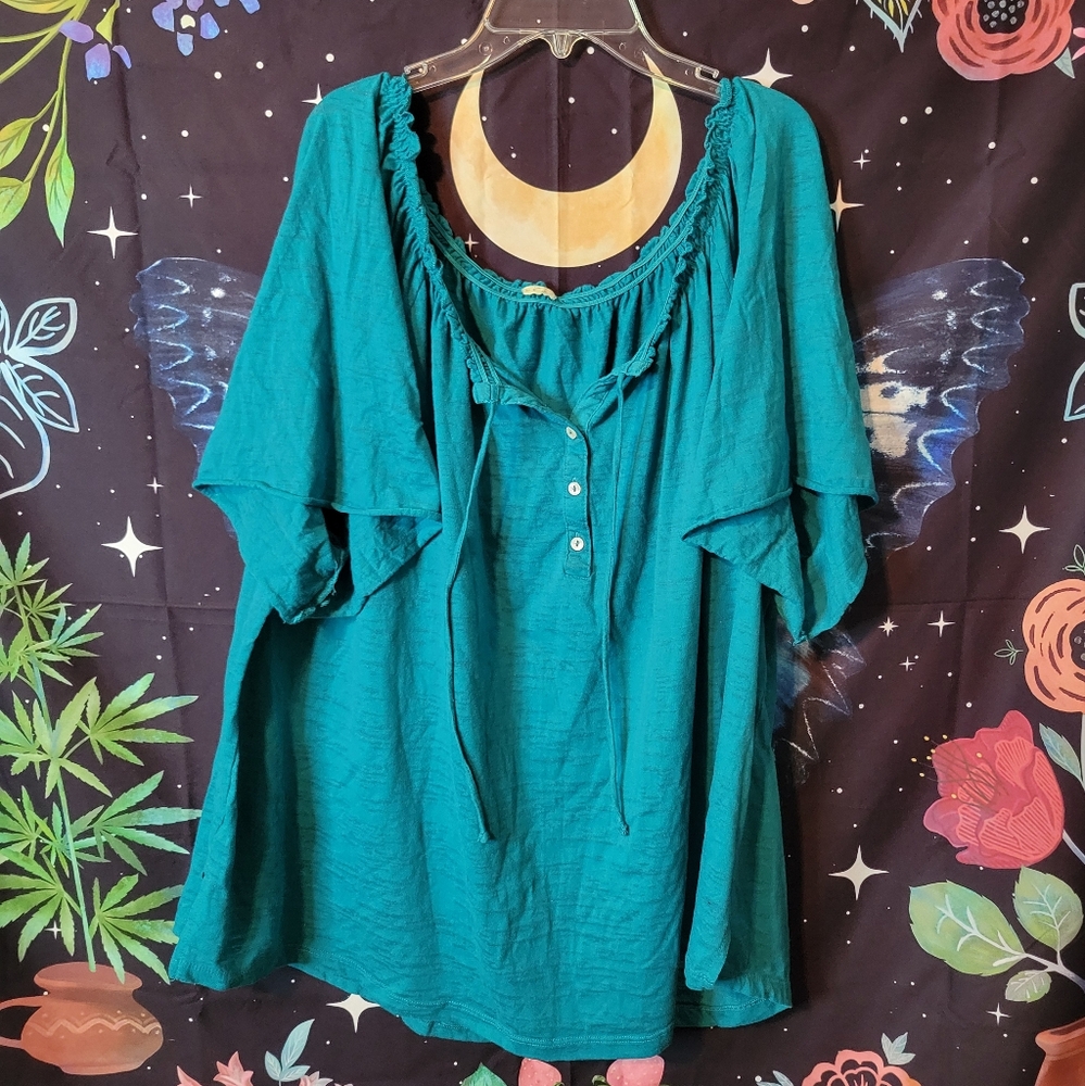 Bright Turquoise Blouse! Renaissance Top, Cottage Core